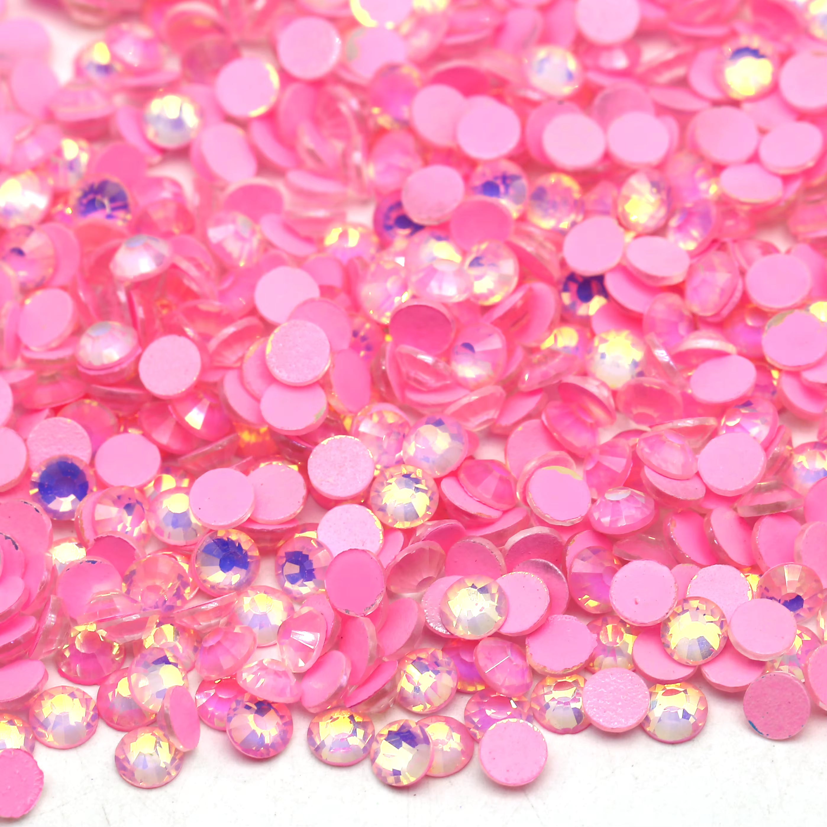 ✨🤍 LUMINOUS OPAL Pink CRYSTAL NON-HOTFIX GLASS FLATBACK RHINESTONES 🤍✨