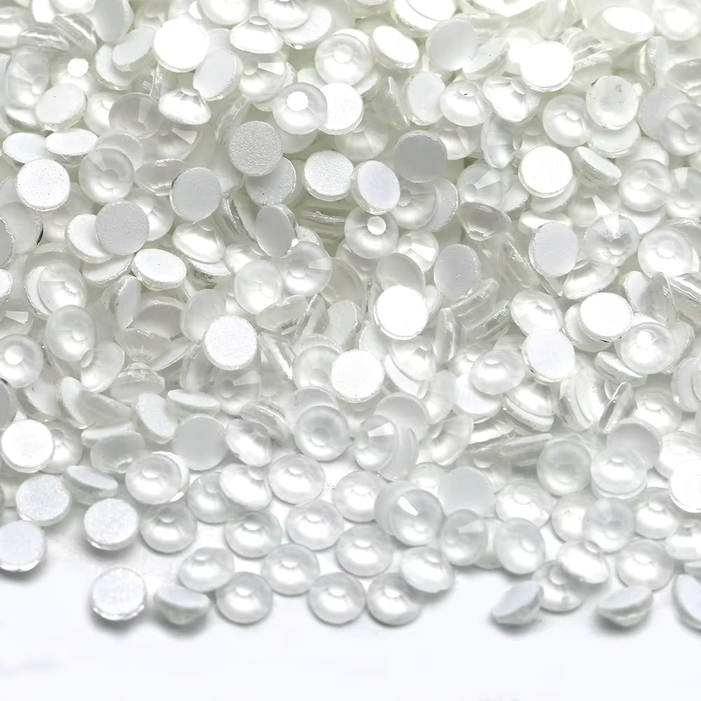 ✨🤍 NEON WHITE FLAT BACK GLASS RHINESTONES 🤍✨